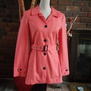 Jules & Leopold Coral Belted Trench Coat